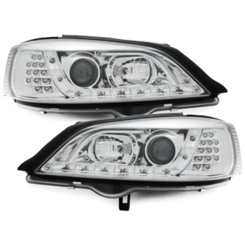 Φανάρια εμπρός Opel Astra G (1998-2004) led - chrome , με λάμπες (Η1) - σετ 2τμχ.