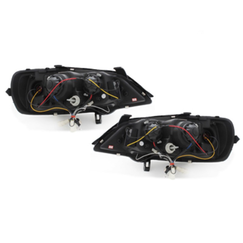 Φανάρια εμπρός Opel Astra G (1998-2004) led με DRL - μαύρα , με λάμπες (Η1) - σετ 2τμχ.