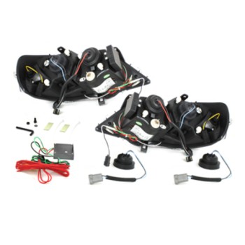 Φανάρια εμπρός Opel Astra G (1998-2004) led με φώτα ημέρας - μαύρα , με λάμπες (Η1) - σετ 2τμχ.