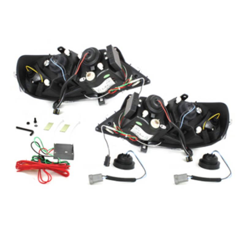 Φανάρια εμπρός Opel Astra G (1998-2004) led με φώτα ημέρας - μαύρα , με λάμπες (Η1) - σετ 2τμχ.