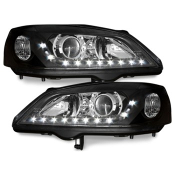 Φανάρια εμπρός Opel Astra G (1998-2004) led - μαύρα , χωρίς λάμπες (Η7) - σετ 2τμχ.