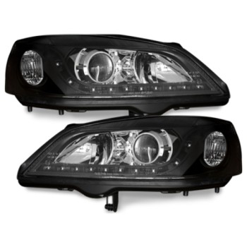 Φανάρια εμπρός Opel Astra G (1998-2004) led - μαύρα , χωρίς λάμπες (Η7) - σετ 2τμχ.