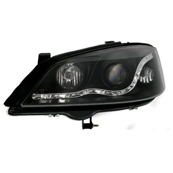Φανάρια εμπρός Opel Astra G (1998-2004) led - black , με λάμπες (Η1) - σετ 2τμχ.