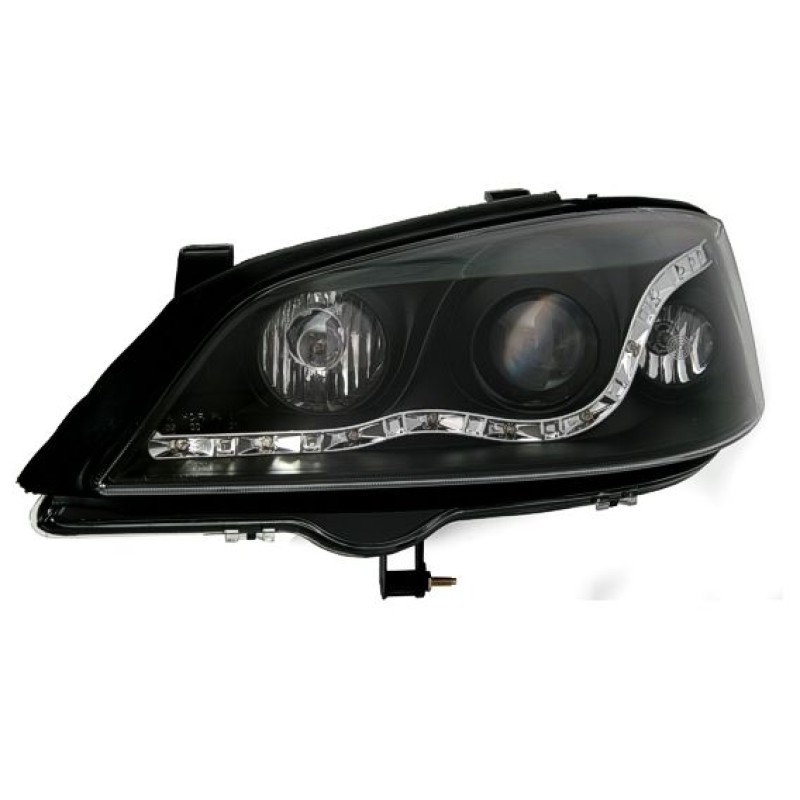 Φανάρια εμπρός Opel Astra G (1998-2004) led - black , με λάμπες (Η1) - σετ 2τμχ.