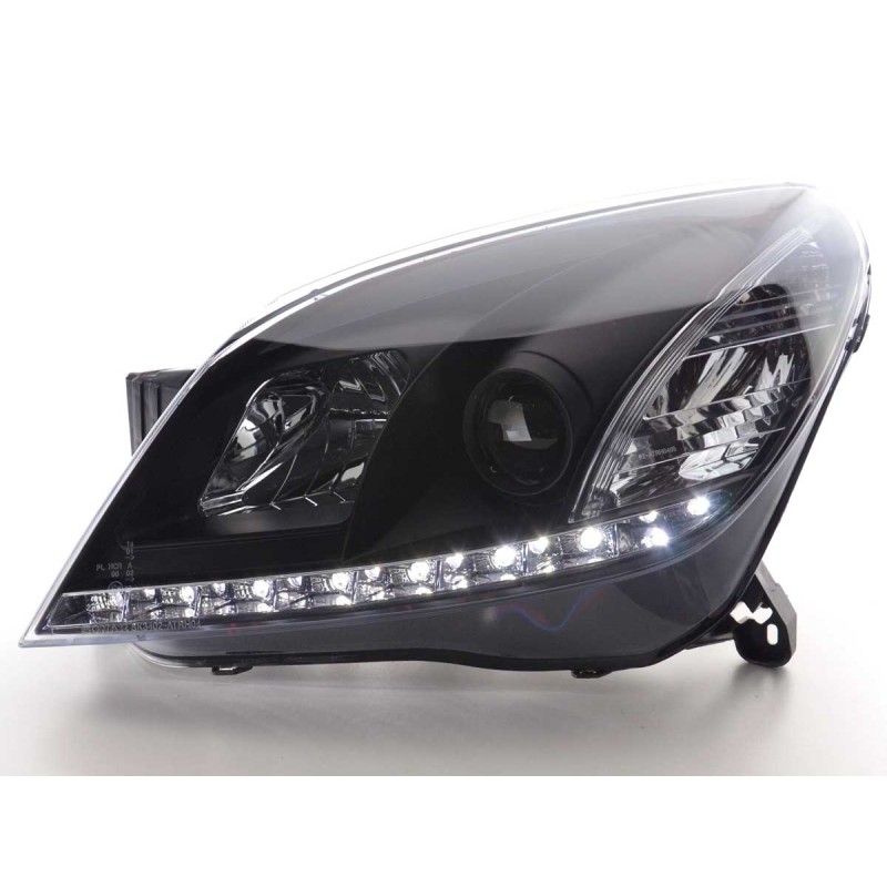 Φανάρια εμπρός Opel Astra H (2004-2009) led - black , με λάμπες (Η1) - σετ 2τμχ.