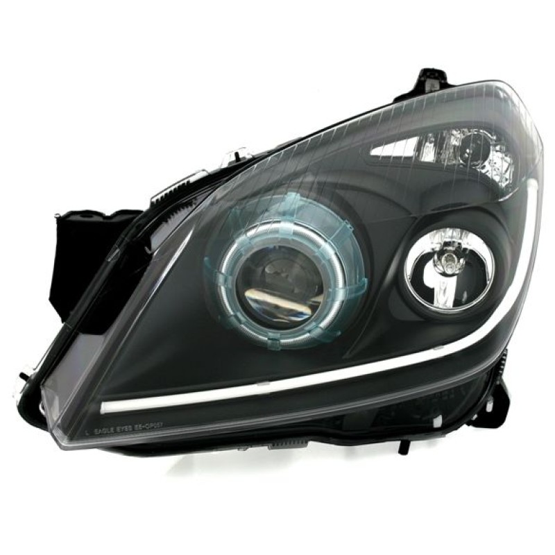 Φανάρια εμπρός Opel Astra H (2004-2009) led light bar - μαύρα , χωρίς λάμπες (Η7) - σετ 2τμχ.