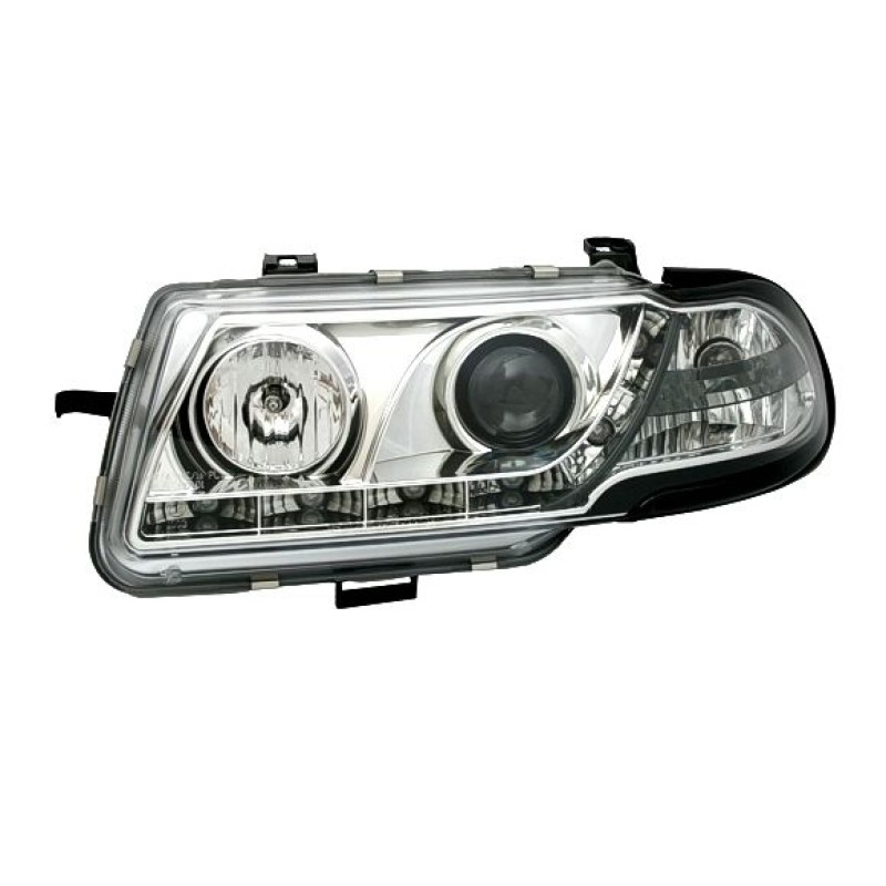 Φανάρια εμπρός Opel Astra F (1991-1994) led - chrome , με λάμπες (Η1) - σετ 2τμχ.