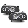 Φανάρια εμπρός Vw Golf ΙΙΙ angel eyes - μαύρα , με λάμπες (Η1) - σετ 2τμχ.
