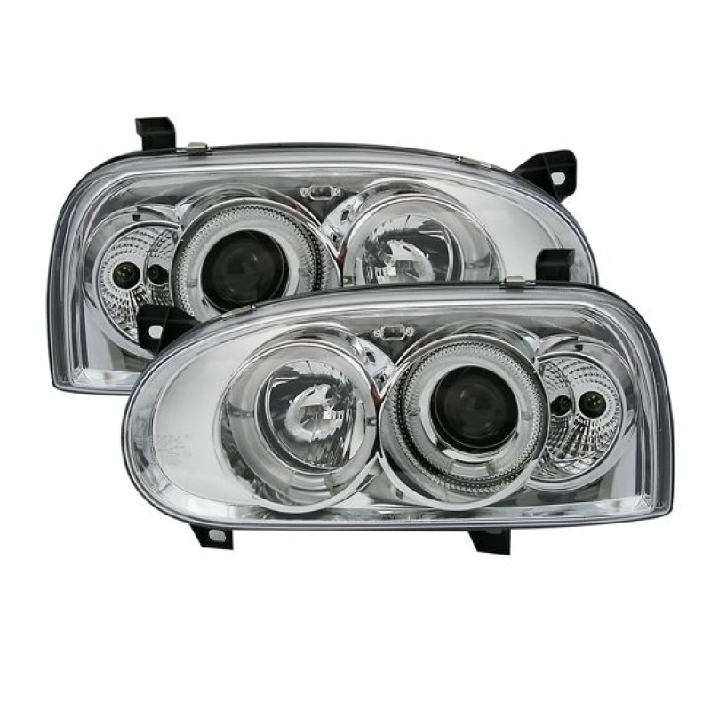 Φανάρια εμπρός Vw Golf ΙΙΙ angel eyes - χρωμίου , με λάμπες (Η1) - σετ 2τμχ.