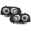 Φανάρια εμπρός Vw Golf ΙΙΙ angel eyes - black , με λάμπες (Η1) - σετ 2τμχ.
