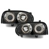 Φανάρια εμπρός Vw Golf ΙΙΙ angel eyes - black , με λάμπες (Η1) - σετ 2τμχ.
