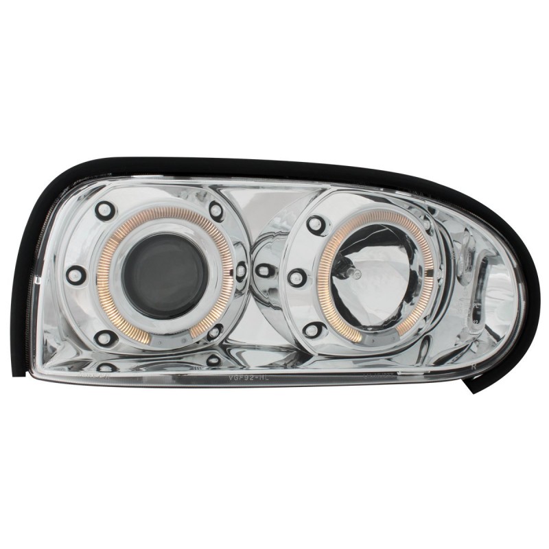 Φανάρια εμπρός Vw Golf ΙΙΙ angel eyes - chrome , με λάμπες (Η1) - σετ 2τμχ.