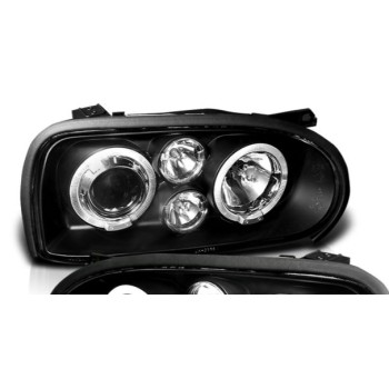 Φανάρια εμπρός Vw Golf ΙΙΙ angel eyes - black , χωρίς λάμπες (Η7) - σετ 2τμχ.