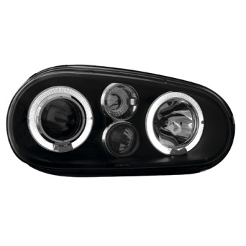 Φανάρια εμπρός Vw Golf IV R32 angel eyes - μαύρα , χωρίς λάμπες (Η1) - σετ 2τμχ.