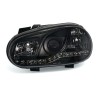 Φανάρια εμπρός Vw Golf IV - μαύρα , με λάμπες (Η1) led - σετ 2τμχ.