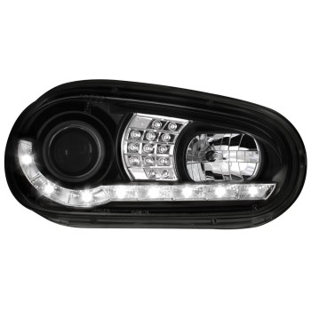 Φανάρια εμπρός Vw Golf IV - black , με λάμπες (Η1) led - σετ 2τμχ.