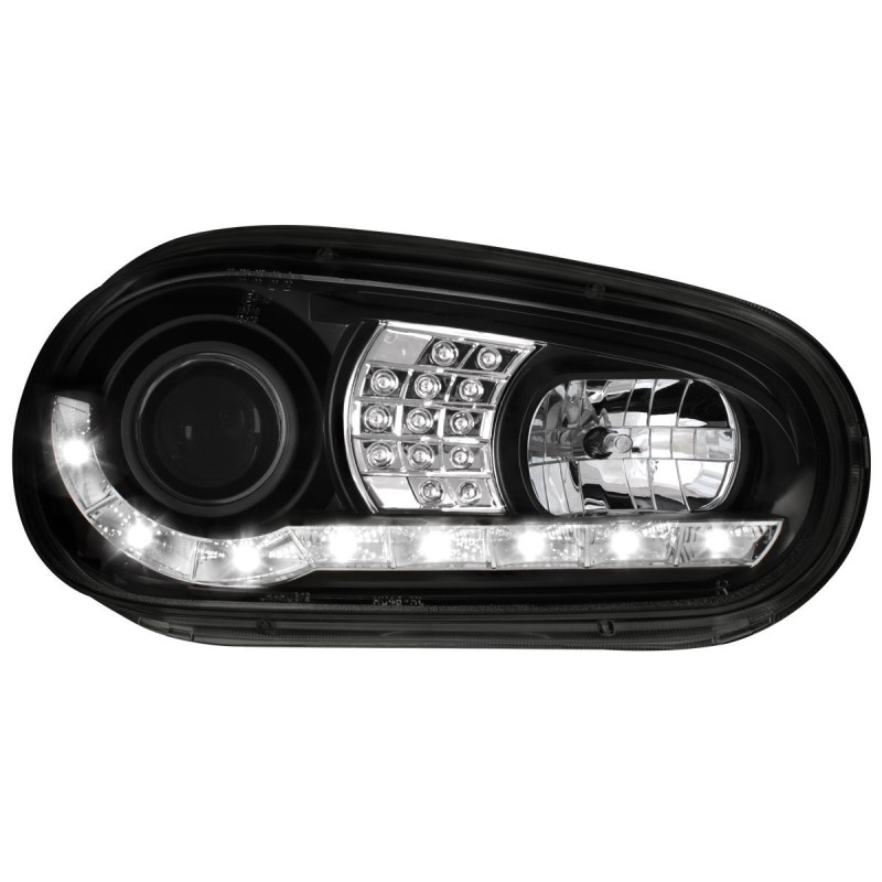 Φανάρια εμπρός Vw Golf IV - black , με λάμπες (Η1) led - σετ 2τμχ.