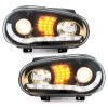 Φανάρια εμπρός Vw Golf IV - black , με λάμπες (Η1) led - σετ 2τμχ.