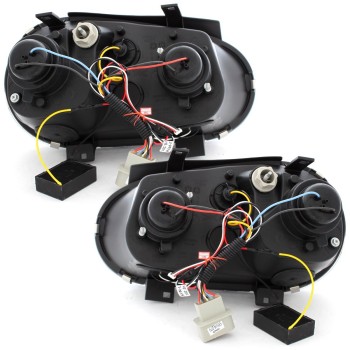 Φανάρια εμπρός Vw Golf IV - black , με λάμπες (Η1) led - σετ 2τμχ.