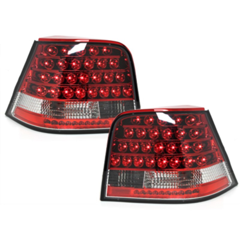 Πίσω φανάρια led Vw Golf IV - κόκκινα/chrome - σετ 2τμχ.