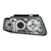 Φανάρια εμπρός Vw Passat 3Β/B5 (1997-2000) angel eyes - chrome , με λάμπες (Η1) - σετ 2τμχ.