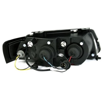 Φανάρια εμπρός Vw Passat 3Β/B5 (1997-2000) angel eyes - chrome , με λάμπες (Η1) - σετ 2τμχ.