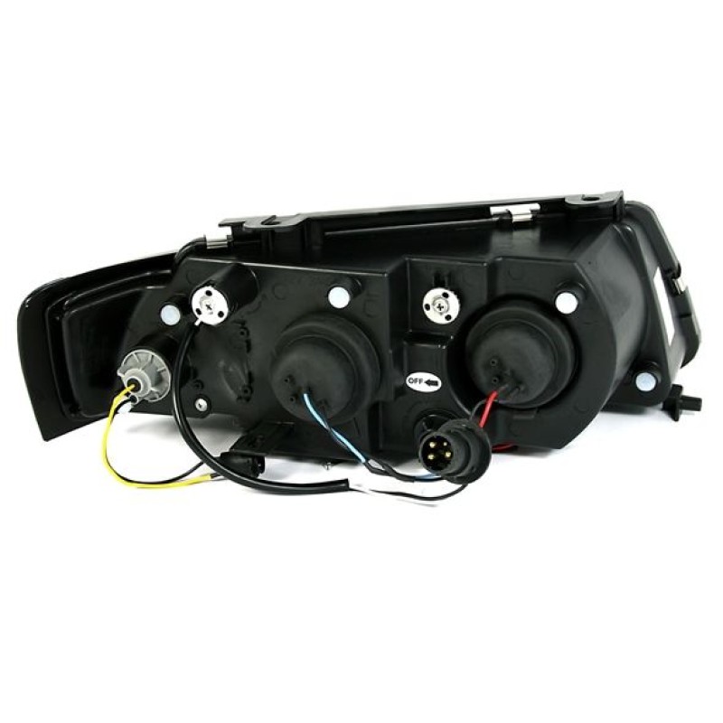 Φανάρια εμπρός Vw Passat 3Β/B5 (1997-2000) angel eyes - chrome , με λάμπες (Η1) - σετ 2τμχ.