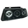 Φανάρια εμπρός Vw Passat 3Β/B5 (1997-2000) angel eyes - μαύρα , με λάμπες (Η1) - σετ 2τμχ.