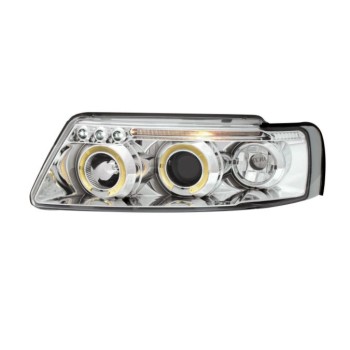 Φανάρια εμπρός Vw Passat 3Β/B5 (1997-2000) angel eyes - χρωμίου , με λάμπες (Η1) - σετ 2τμχ.