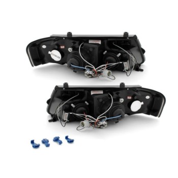 Φανάρια εμπρός Vw Passat 3Β/B5 (1997-2000) angel eyes - black , με λάμπες (Η1) - σετ 2τμχ.