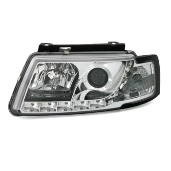 Φανάρια εμπρός Vw Passat 3Β/B5 (1997-2000) led - chrome , με λάμπες (Η1) - σετ 2τμχ.