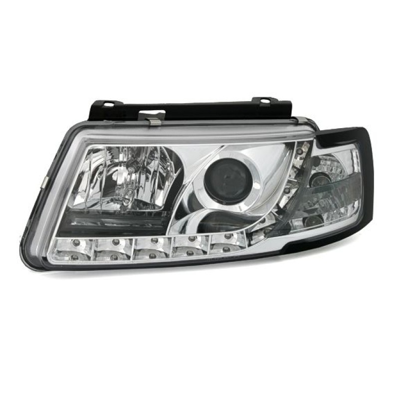 Φανάρια εμπρός Vw Passat 3Β/B5 (1997-2000) led - chrome , με λάμπες (Η1) - σετ 2τμχ.