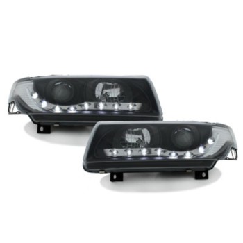 Φανάρια εμπρός Vw Passat Β4 (1993-1996) led - μαύρα , με λάμπες (Η1) - σετ 2τμχ.
