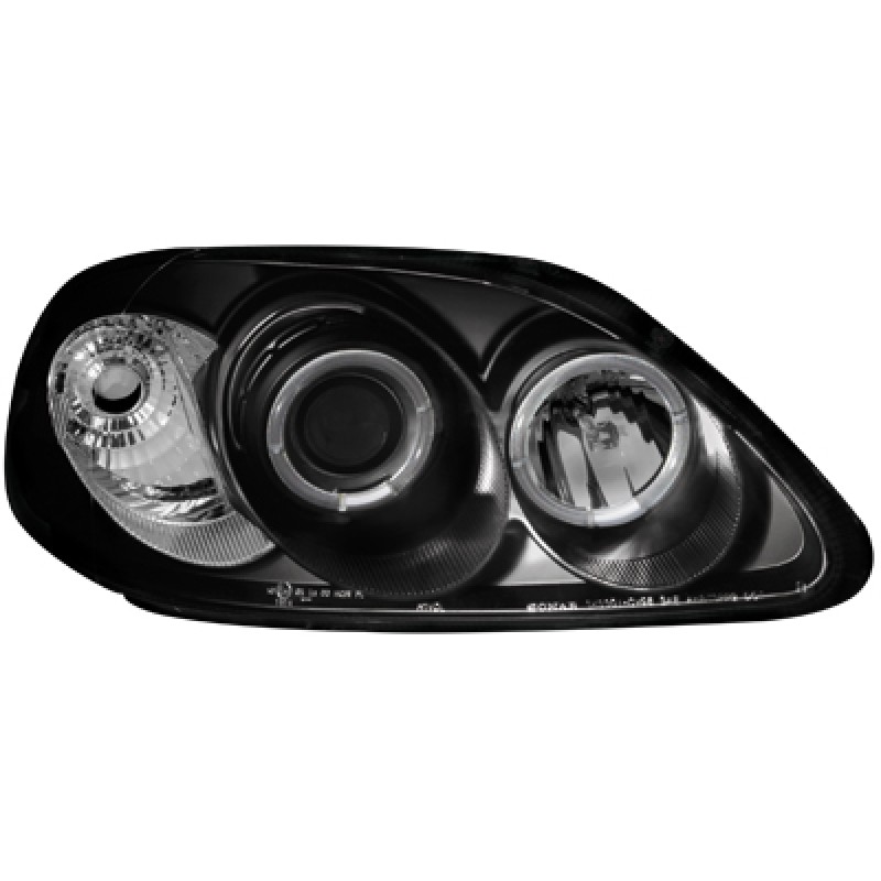 Φανάρια εμπρός Honda Civic (1996-1999) angel eyes - μαύρα , με λάμπες (Η1) - σετ 2τμχ.