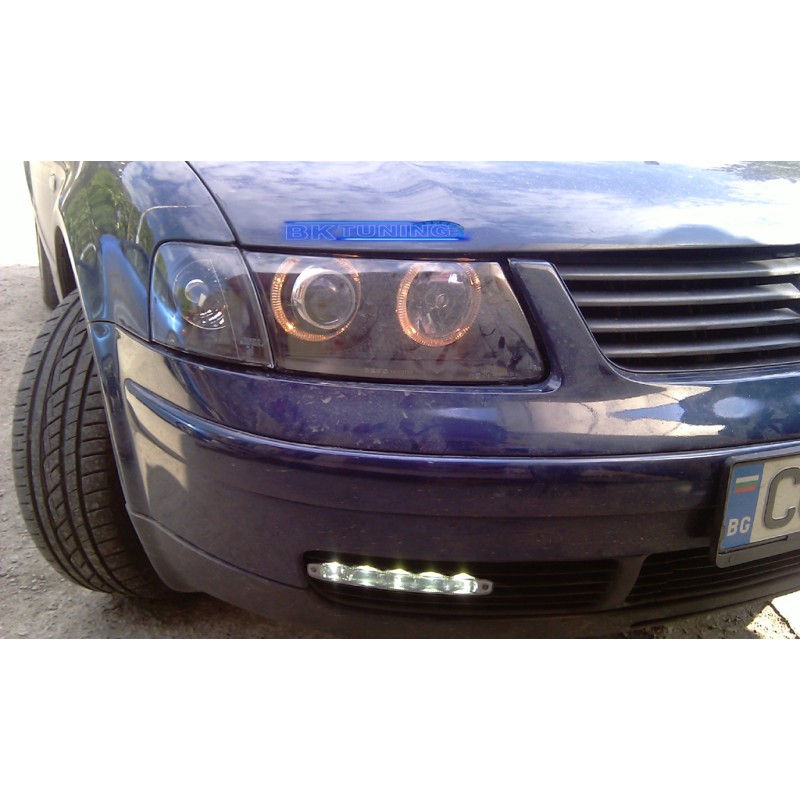 Φανάρια εμπρός Vw Passat 3Β/B5 (1997-2000) angel eyes - μαύρα , χωρίς λάμπες (Η7) - σετ 2τμχ.