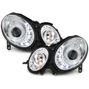 Φανάρια εμπρός Mercedes W211 E-Class (2002-2006) led , χωρίς λάμπες (Η7) - σετ 2τμχ.
