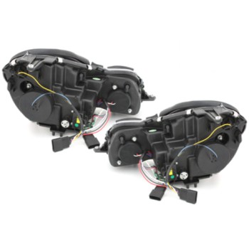 Φανάρια εμπρός Mercedes W211 E-Class (2002-2006) led μαύρα , χωρίς λάμπες (Η7) - σετ 2τμχ.