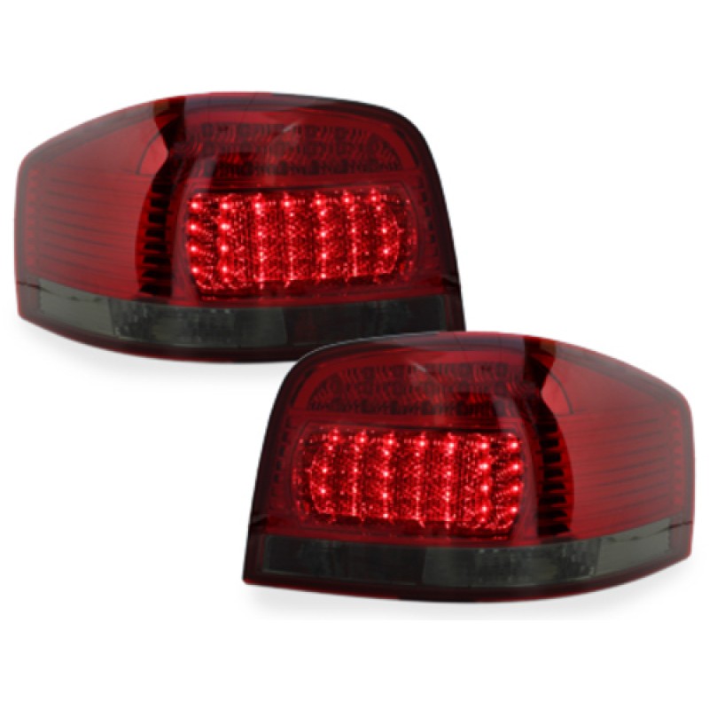 Πίσω φανάρια led Audi A3 (2003-2008) - κόκκινα / φιμέ χρωμίου - σετ 2τμχ.