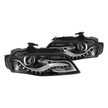 Φανάρια εμπρός Audi A4 B8 (2007-2011) με DRL led -μαύρα , χωρίς λάμπες (Η7) - σετ 2τμχ. Φανάρια εμπρός Audi A4 B8 (2007-2011) με DRL led -μαύρα , χωρίς λάμπες (Η7) - σετ 2τμχ.