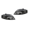 Φανάρια εμπρός Audi A4 B8 (2007-2011) με DRL led -μαύρα , χωρίς λάμπες (Η7) - σετ 2τμχ.