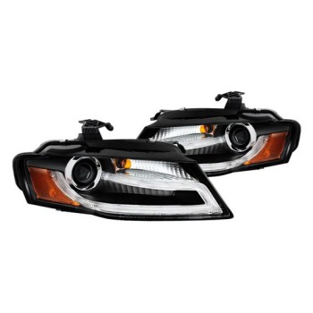 Φανάρια εμπρός Audi A4 B8 (2007-2011) με φώτα ημέρας led -μαύρα , με λάμπες (Η1) - σετ 2τμχ. Φανάρια εμπρός Audi A4 B8 (2007-2011) με φώτα ημέρας led -μαύρα , με λάμπες (Η1) - σετ 2τμχ.
