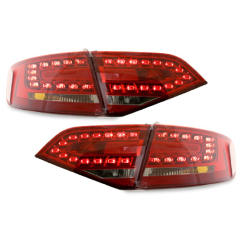 Πίσω φανάρια led Audi A4 sedan (2007-2011) - κόκκινα / χρωμίου - σετ 2τμχ.