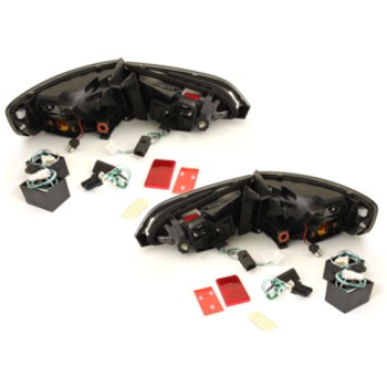 Πίσω φανάρια led Audi A4 sedan (2007-2011) - κόκκινα / χρωμίου - σετ 2τμχ.
