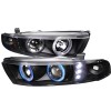 Φανάρια εμπρός Mitsubishi Galant (1996-2006) led angel eyes - μαύρα , χωρίς λάμπες (Η7) - σετ 2τμχ.