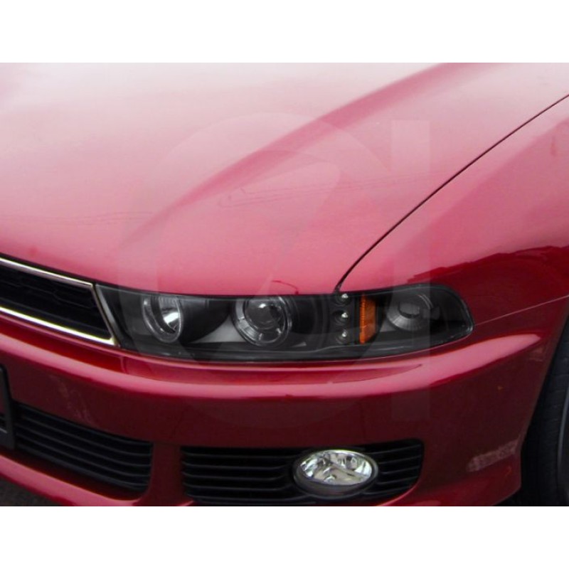 Φανάρια εμπρός Mitsubishi Galant (1996-2006) led angel eyes - μαύρα , χωρίς λάμπες (Η7) - σετ 2τμχ.