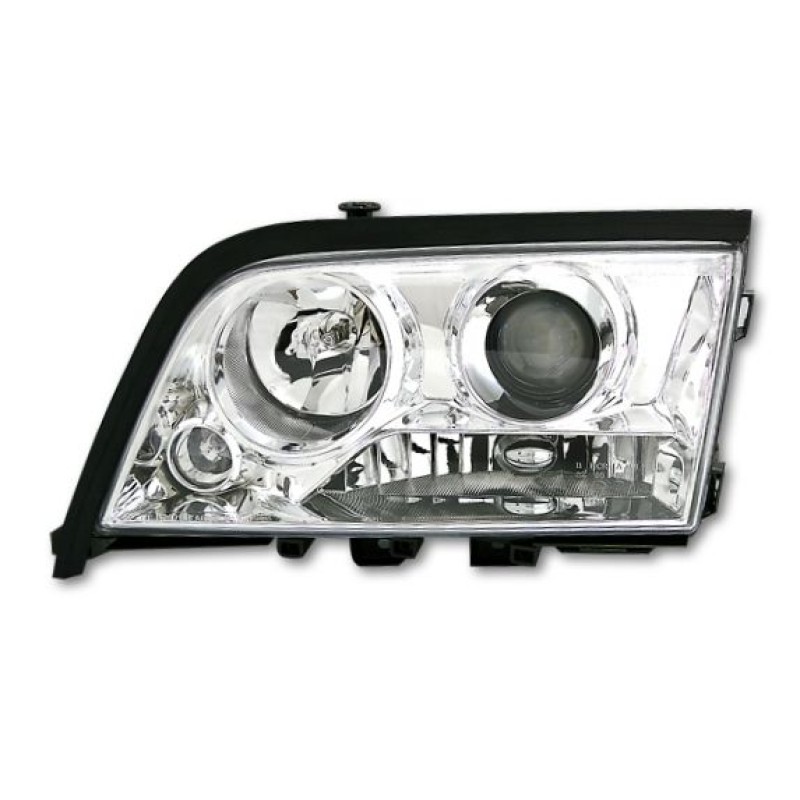 Φανάρια εμπρός Mercedes C-CLASS W202 (1993-2001) , chrome , με λάμπες (Η1) - σετ 2τμχ.