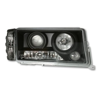 Φανάρια εμπρός Mercedes W201 E190 1982-1993) angel eyes, μαύρα , με λάμπες (Η1) - σετ 2τμχ. Φανάρια εμπρός Mercedes W201 E190 1982-1993) angel eyes, μαύρα , με λάμπες (Η1) - σετ 2τμχ.