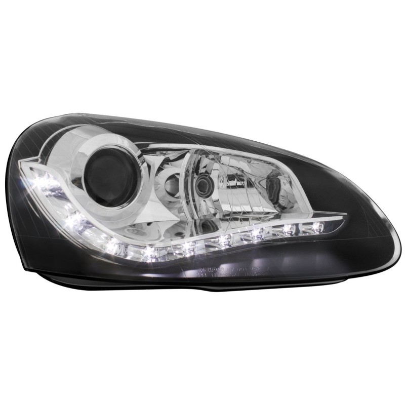 Φανάρια εμπρός Vw Golf 5 led με φώτα ημέρας , χωρίς λάμπες (Η7) - σετ 2τμχ.