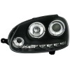 Φανάρια εμπρός Vw Golf 5 angel eyes, μαύρα , με λάμπες (Η1) - σετ 2τμχ.
