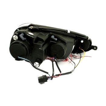 Φανάρια εμπρός Vw Golf 5 angel eyes, μαύρα , με λάμπες (Η1) - σετ 2τμχ.